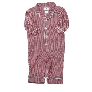 Petit Plume Boys Red Check 1-piece Non-footed Pajamas size: 6-12 Months